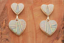 Calvin Begay Sterling Silver Opal Heart Earrings